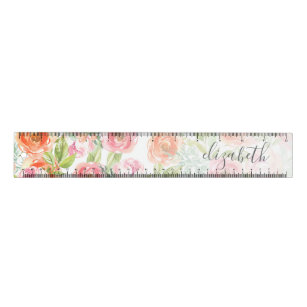 Painted Watercolor Flowers Calligraphy Name Ruler