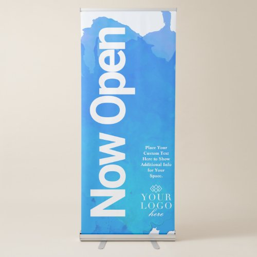 Painted Watercolor Now Open Small Business Retractable Banner