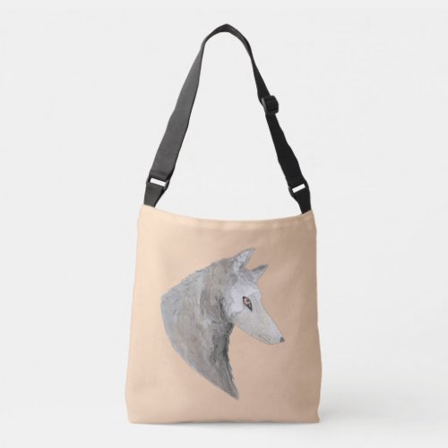 Painted Watercolor Orange Wildlife Wolf Crossbody Bag