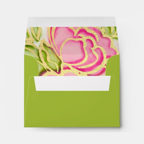 Painted Watercolor Pink Roses Envelope