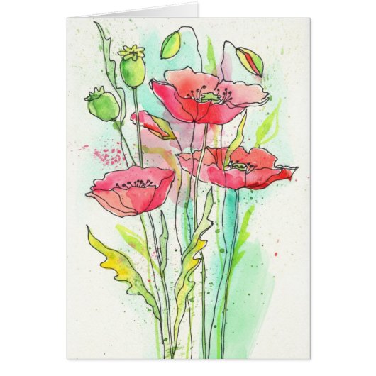 Painted watercolor poppies (Front)