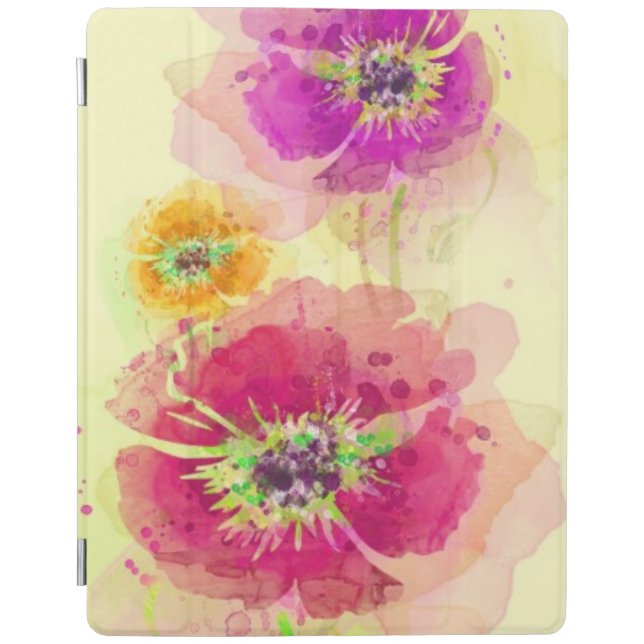 Painted watercolor poppies 2 iPad smart cover (Front)
