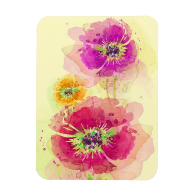 Painted watercolor poppies 2 magnet (Vertical)