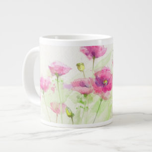 Painted watercolor poppies 3 giant coffee mug