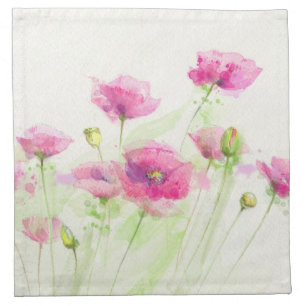Painted watercolor poppies 3 napkin