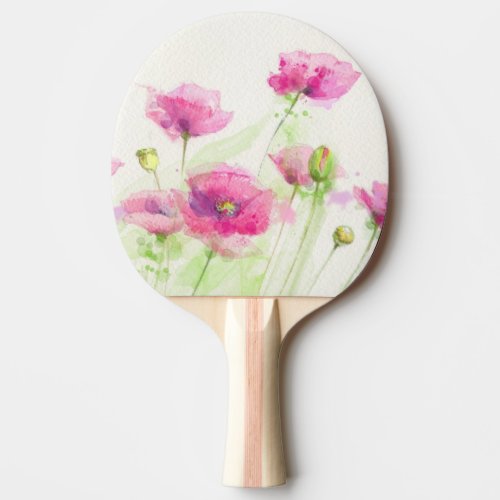 Painted watercolor poppies 3 Ping_Pong paddle