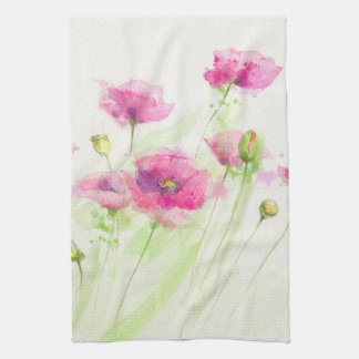Painted watercolor poppies 3 towel