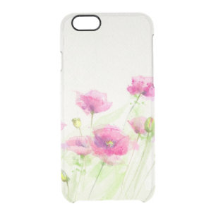 Painted watercolor poppies 3 clear iPhone 6/6S case