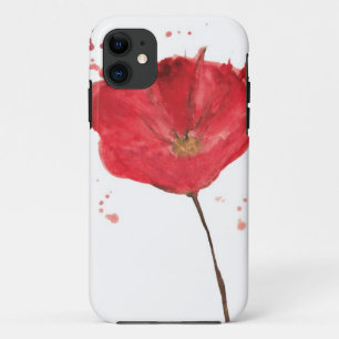 Painted watercolor poppy flower 2 iPhone 11 case