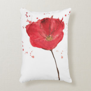 Painted watercolor poppy flower 2 decorative pillow