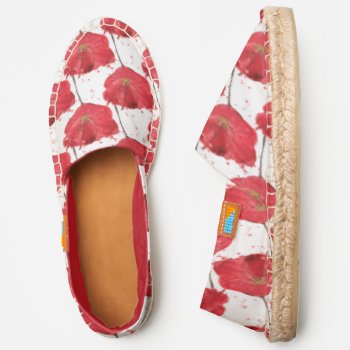 Painted Watercolor Poppy Flower 2 Espadrilles by watercoloring at Zazzle