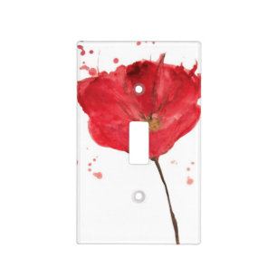 Painted watercolor poppy flower 2 light switch cover