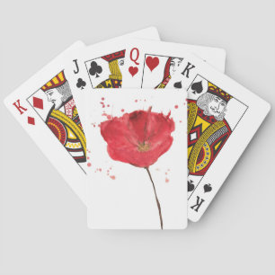 Painted watercolor poppy flower 2 poker cards