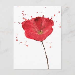 Painted watercolor poppy flower 2 postcard