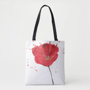 Painted watercolor poppy flower 2 tote bag