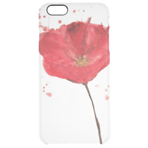 Painted watercolor poppy flower 2 clear iPhone 6 plus case