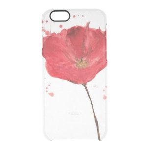 Painted watercolor poppy flower 2 clear iPhone 6/6S case
