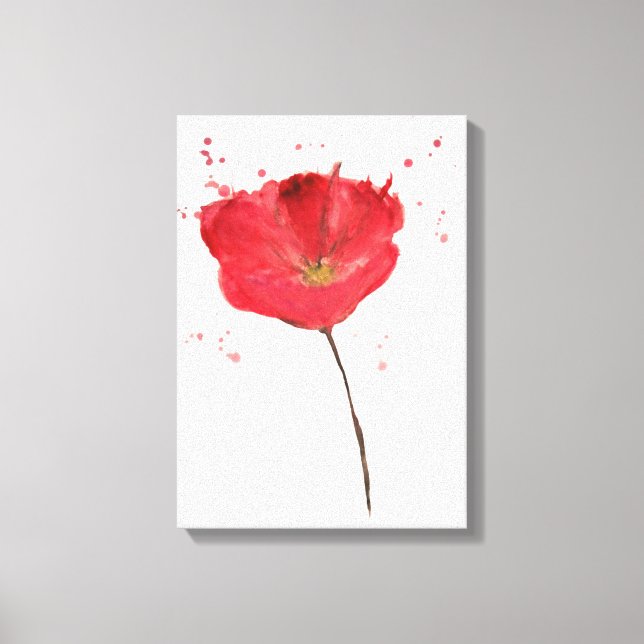 Painted watercolor poppy flower canvas print (Front)