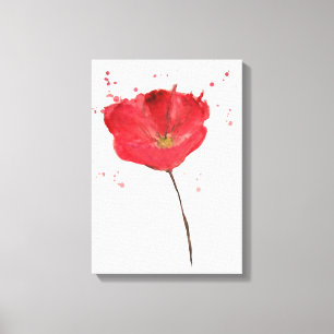 Painted watercolor poppy flower canvas print