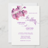 Painted Watercolor Purple Floral Orchids Wedding Invitation (Front)