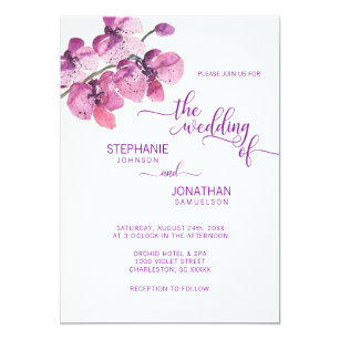 Orchid Wedding Invitations Zazzle Painted Watercolor Purple Fl Orchids Wedding Invitation