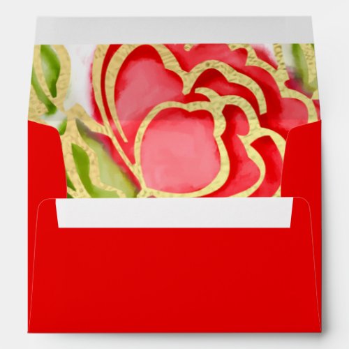 Painted Watercolor Red Roses Envelope