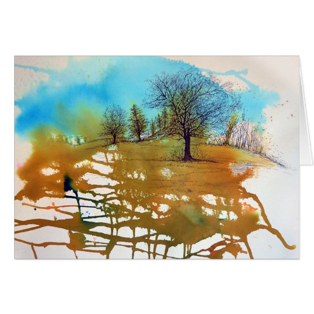 Painted Watercolor Trees Cards (Front Horizontal)