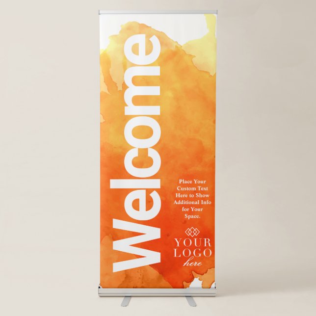 Painted Watercolor Welcome Small Business Retractable Banner (Front)