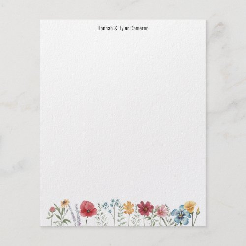 Painted Watercolor Wildflower Writing Paper