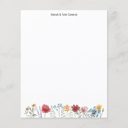 Painted Watercolor Wildflower Writing Paper