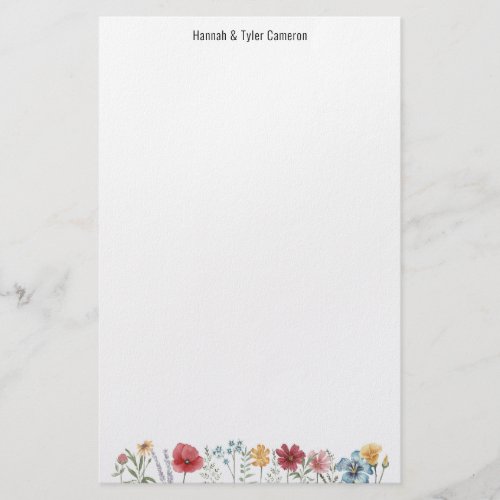 Painted Watercolor Wildflower Writing Paper