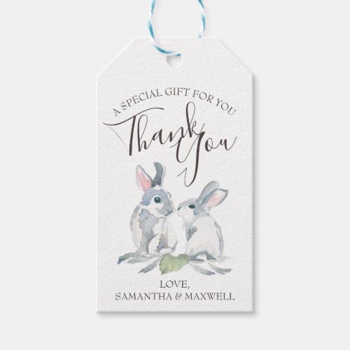 Painted Watercolor Woodland Bunnies Gift Tags