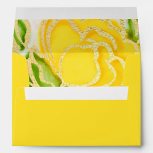 Painted Watercolor Yellow Roses Envelope