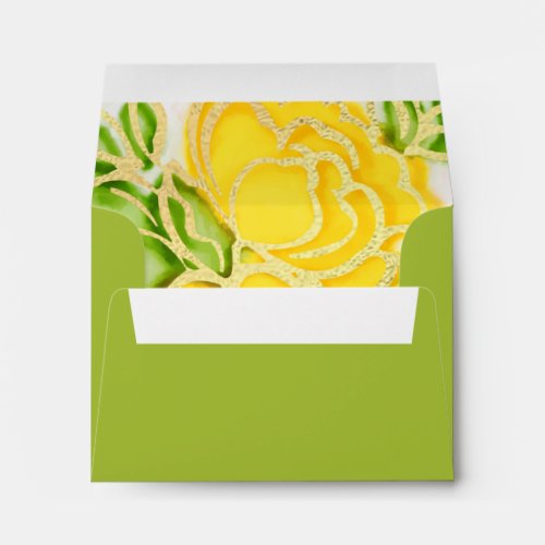 Painted Watercolor Yellow Roses Envelope