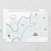 Painted watercolour wedding map invitation (Front/Back)