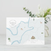 Painted watercolour wedding map invitation (Standing Front)