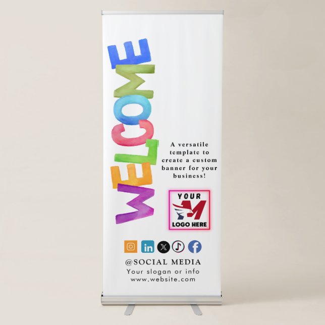 Painted  Welcome  Business  Retractable Banner (Front)