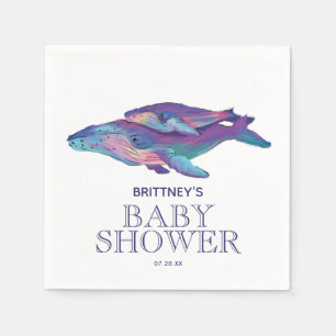 Painted Whale with Calf Baby Shower Napkin