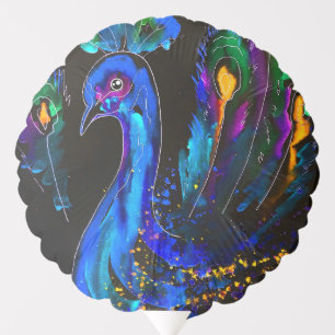Painted Whimsical Peacock Balloon