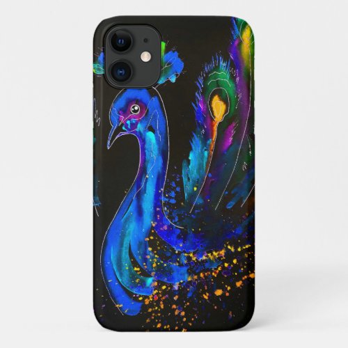 Painted Whimsical Peacock iPhone 11 Case