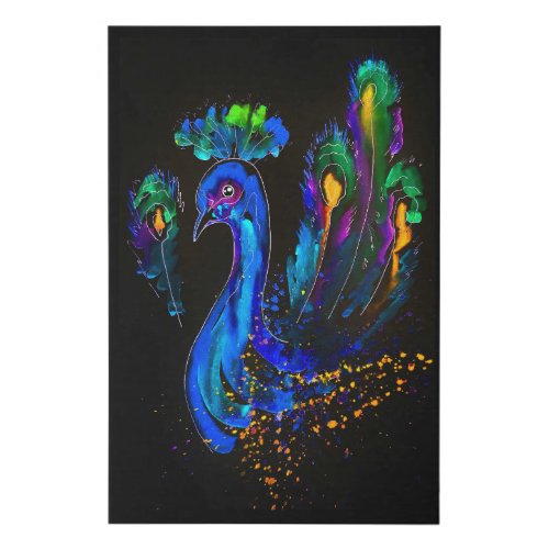 Painted Whimsical Peacock Faux Canvas Print