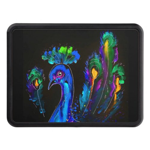 Painted Whimsical Peacock Hitch Cover