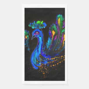 Painted Whimsical Peacock Paper Guest Towels