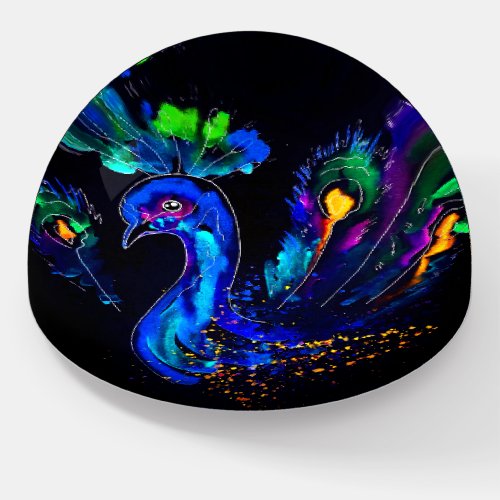 Painted Whimsical Peacock Paperweight