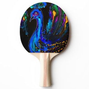 Painted Whimsical Peacock Ping Pong Paddle