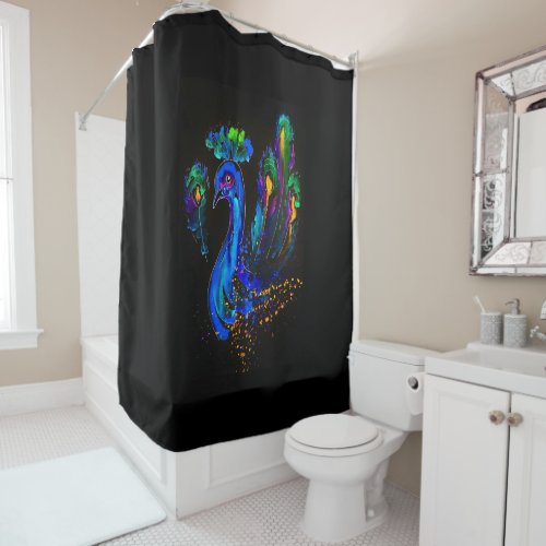 Painted Whimsical Peacock Shower Curtain