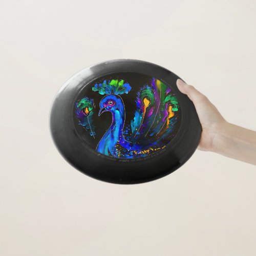 Painted Whimsical Peacock Wham_O Frisbee