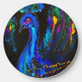 Painted Whimsical Peacock Wireless Charger (Front)