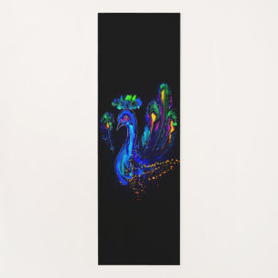 Painted Whimsical Peacock Yoga Mat