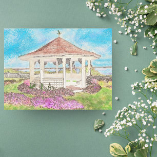 Painted White Gazebo In Cape Cod Postcard